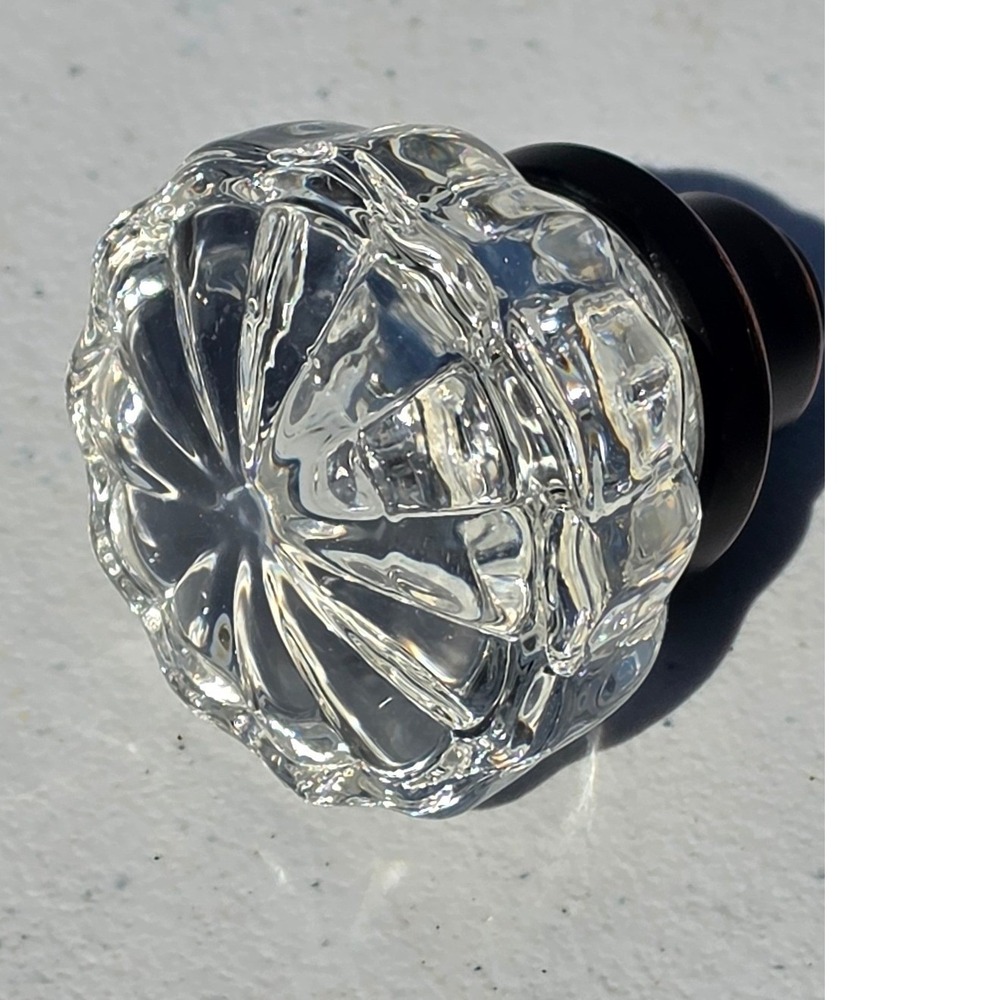 Set of 7 Vintage Style Clear Glass Fluted Door Knobs Oil Rubbed Bronze Crystal